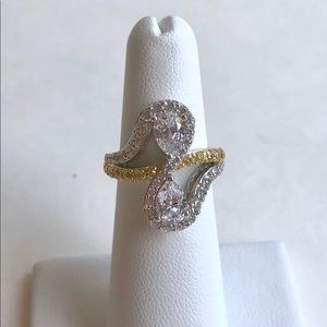 High Quality CZ Yellow Gold over S/S Ring